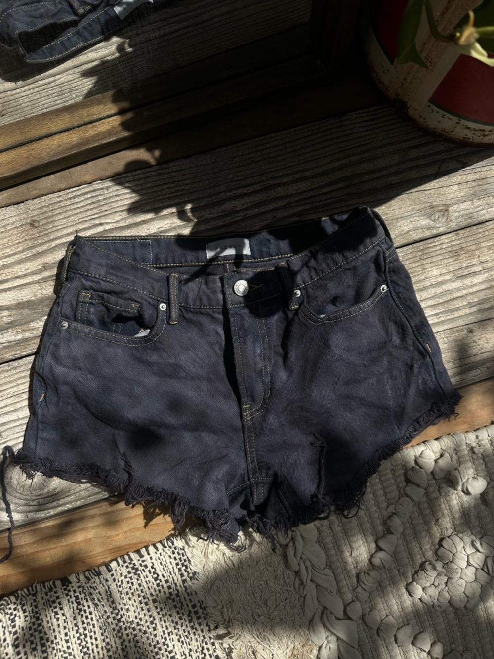 Pacsun Dark Blue Frayed Hem Denim Shorts